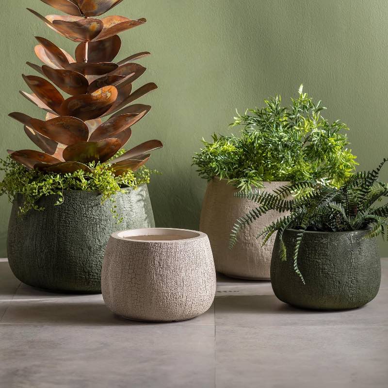 Fiber Clay Planters, Set of 2 - Green